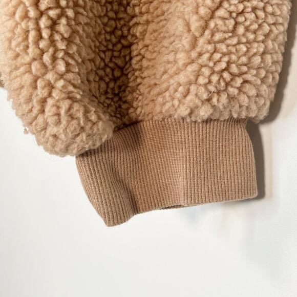 H&M Faux Shearling Pullover Sweatshirt Coat Jacket Teddy Camel Tan Beige - Picture 5 of 10
